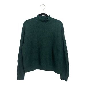 J.Crew Sweater Women’s Large Green Mockneck Cable Sleeve CF051